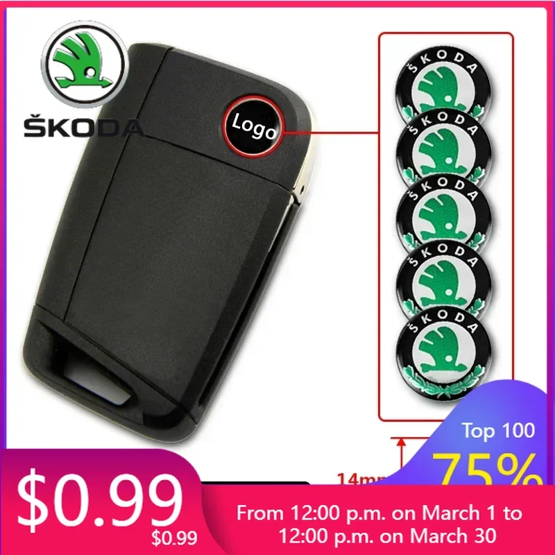 

Car Sticker 2025 New 5Pcs 14mm Remote Car Key Stickers Emblem Logo Accessories For Skoda Fabia Kamiq Rapid Kodiaq Octavia a5a 7