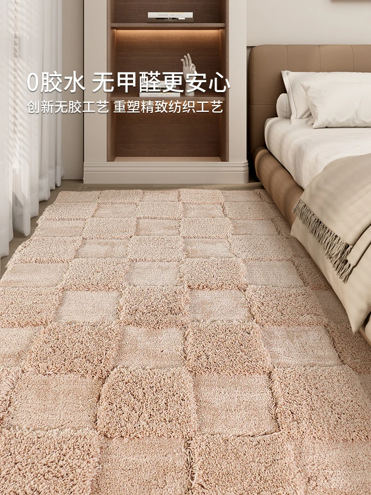

Мягкий плюшевый ковер в кремовом стиле для спальни, прикроватный напольный коврик, однотонный современный пушистый ковер для гостиной, минималистичные толстые коврики
