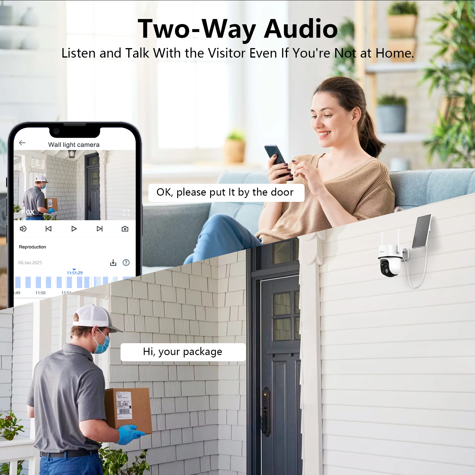 Wansview 2K 3MP Solar Security Camera Wireless Outdoor Dual Lens Solar IP Camera PIR Human Detection Night Vision Battery Camera