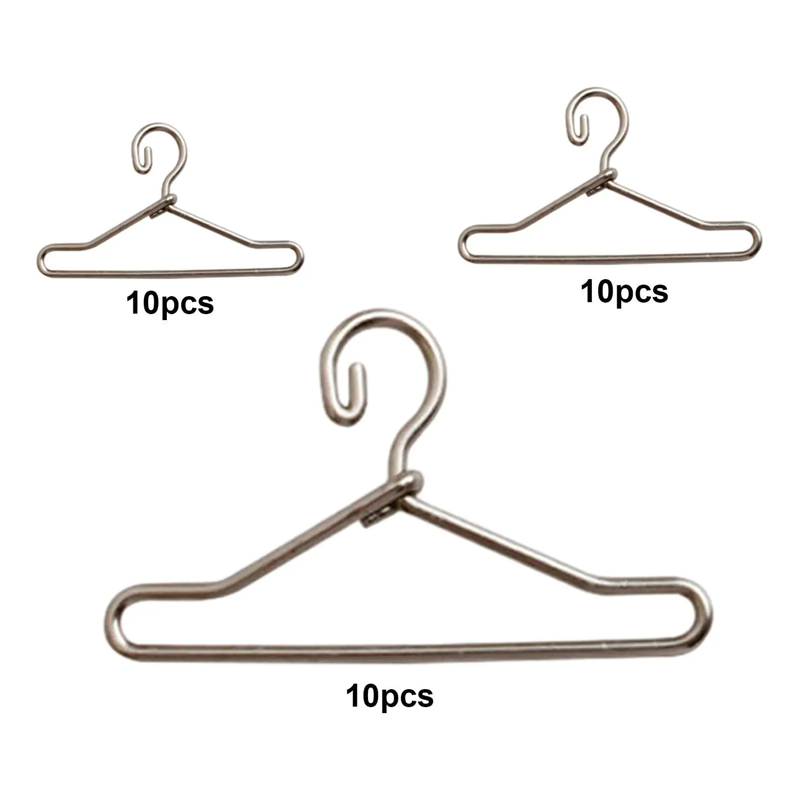 

10 Pieces Dress Outfit Holder Outfit Holder Metal Doll Hangers for 1/12 1/8