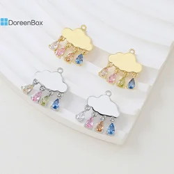 Cloud Drop Rhinestone Charms Pendants Copper Weather Collection Charms Multicolor Charms for DIY Jewelry 19mm x 16mm, 1 Piece