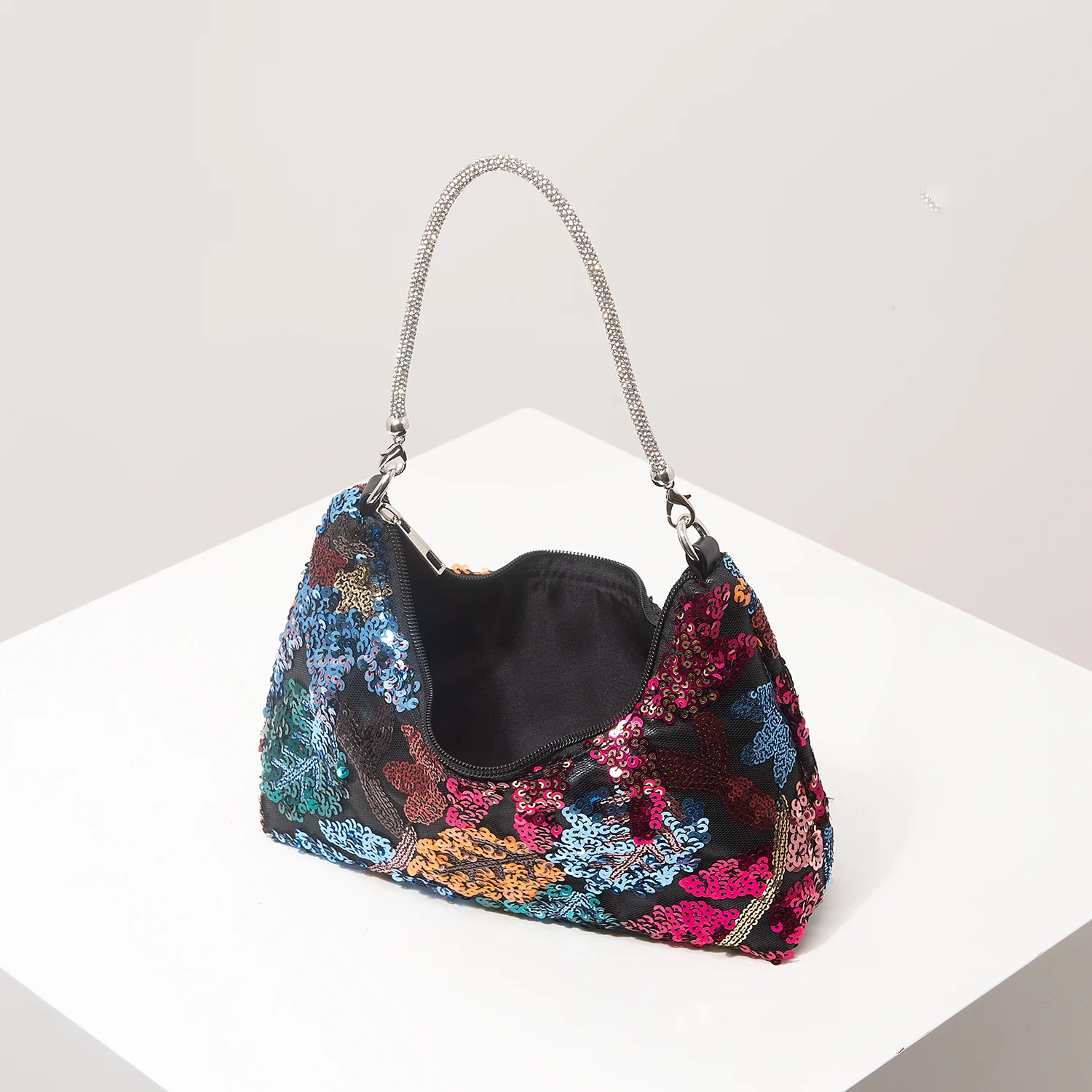 Schultertasche, Blumenmuster, Pailletten-Tasche, Stickerei, Gala-Abend, Party-Outfits, Abschlussball-Tasche, Hochzeitsartikel, Elegant, Valentinstag, Zufälliges Muster – Detail 26