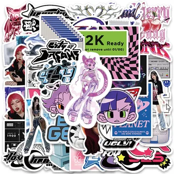 53 Uds Punk 90s Y2K pegatinas para niñas dibujos animados VSCO 00s pegatinas para botellas de agua portátil equipaje Notebook motocicleta coche calcomanías de vinilo