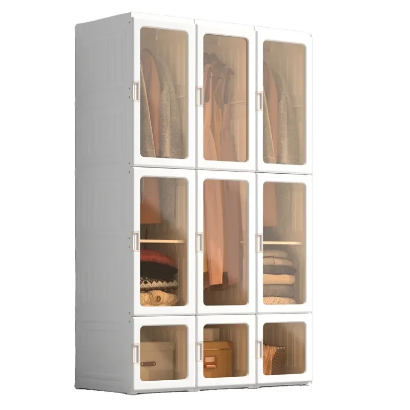 2024 Storage Cabinet Plastic Folding Modern Wardrobe Foldable Clothes Bedroom PP Plastic Closets for Living Room Cabinet