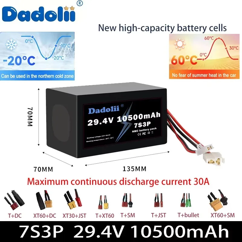 

Brand new battery unit 18650 battery pack 7S3P 29.4V10.5AH, long life, strong and endurance