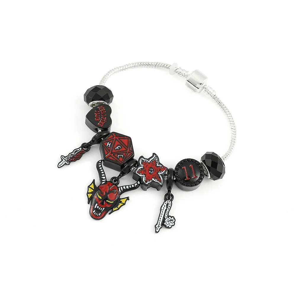 Horror TV Shows Strange Things\'s Gothic Red Devil Charm Bracelets for Men Teen Boys Trendy Accessories Gifts for Fans