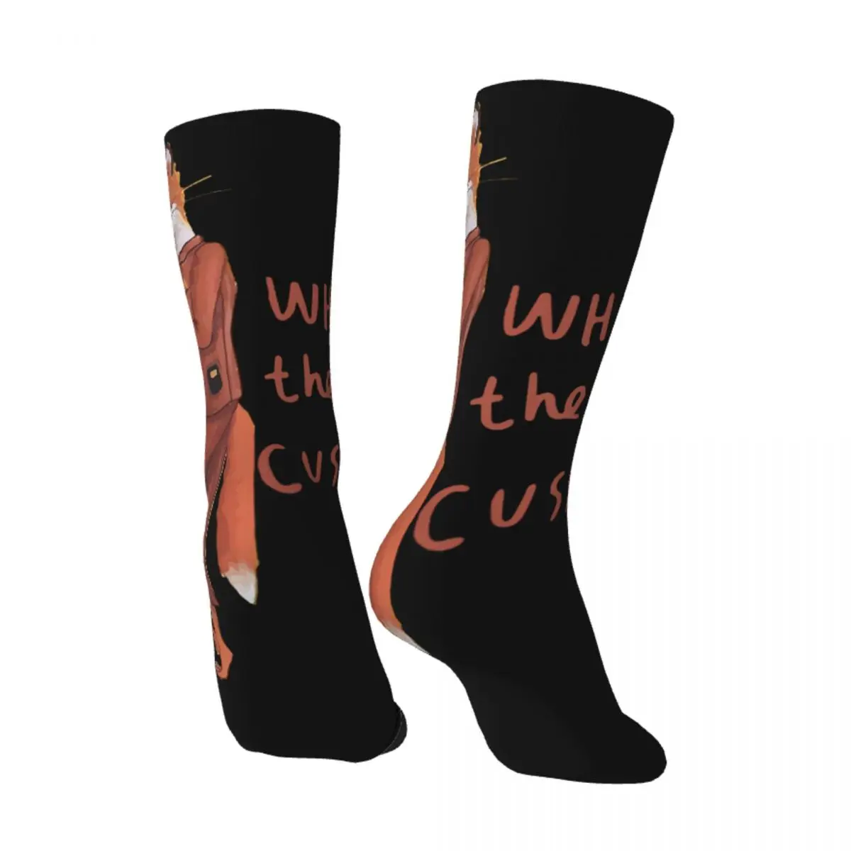 Hip Hop Retro What The Cuss Crazy Men's Socks Unisex Fantastic Mr Fox Street Style Pattern Printed Funny Crew Sock Boys Gift