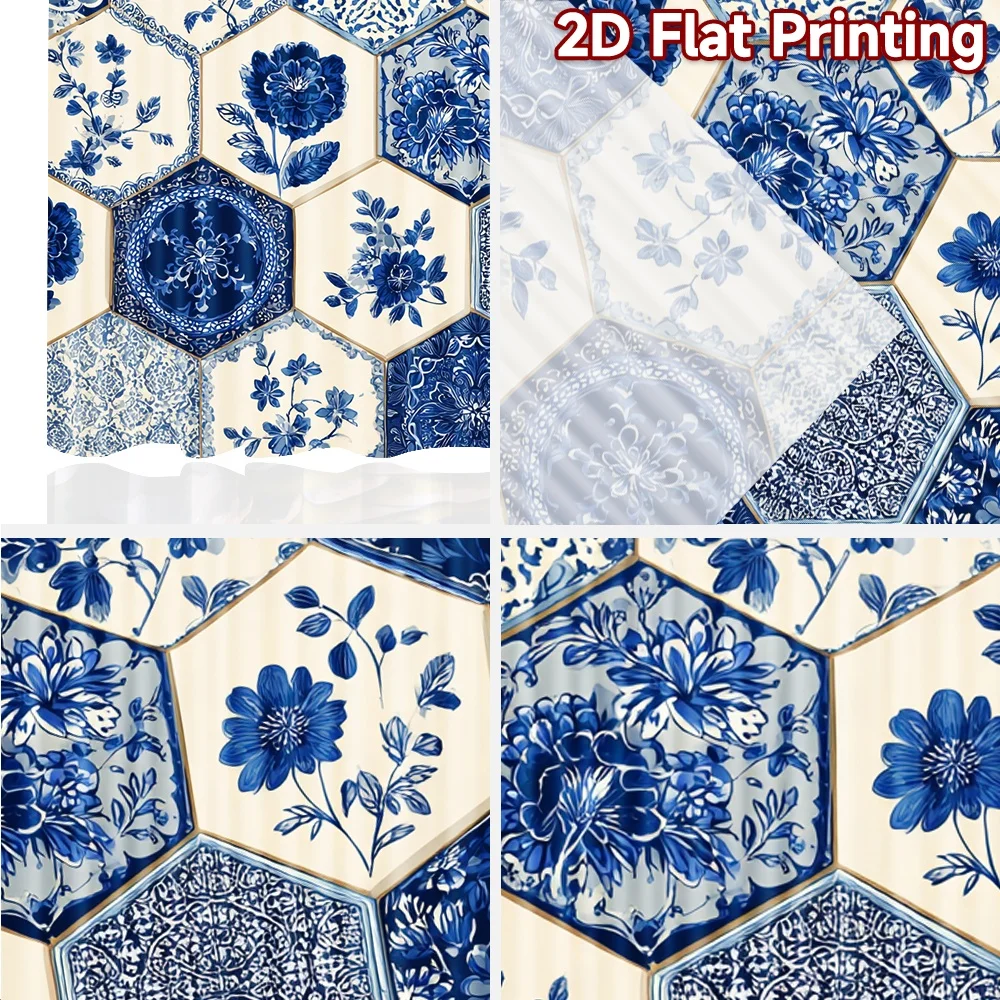 قطعتان من ستائر الطباعة المسطحة ثنائية الأبعاد (بدون قضيب) ستائر عصرية عصرية متعددة الاستخدامات من البوليستر المتين #5