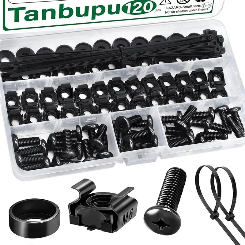 

Комплект самозатягивающихся кабельных стяжек JHD (120 шт.) с винтами M6, гайками и шайбами для монтажа в серверные стойки и шкафы