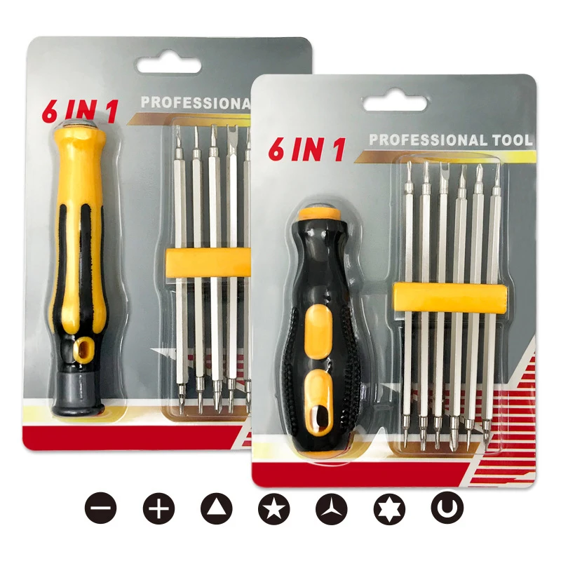 6 In 1 Screwdriver Set Precision Magnetic Screwdriver Set Hexagonal Plum Y-shaped U-shaped Triangle Repair Hand Tools Kits