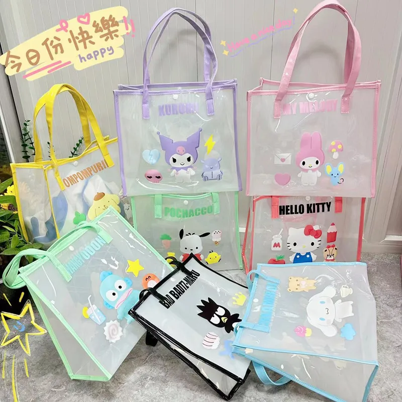 

Kuromi Hello Kitty Anime Kawaii Sanrio Sweet Fashion Handbag Cute Cartoon Ins Hangyodon Waterproof Storage Bag Gifts for Girls