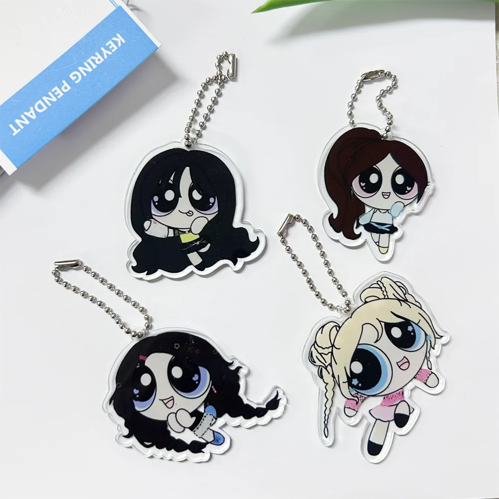 Kpop Idols Winter Giselle Keychain Cartoon Cute Acrylic Printing Pendant Bead Chain Backpack Accessories Karina NingNing Gift