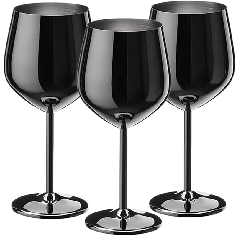 

3PCS Stainless Steel Wine Glass,Champagne Glass, Whiskey Glass, Creative Metal Goblet Red Wine Glass, Barrel-Type Drop-Resistant