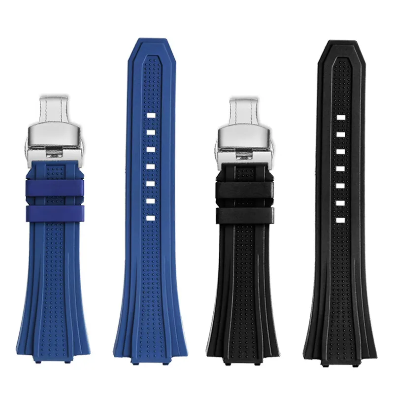 ل Zenith DEFY SKYLINE Skyline Series 03.9300 الإفراج السريع فلوروروبر حزام (استيك) ساعة مقاوم للماء فراشة مشبك حزام سوار