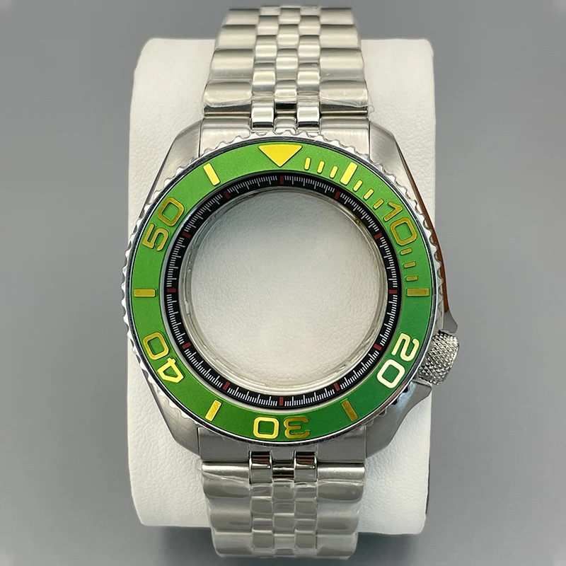 NH35 Case SKX007 Case and Band 42mm Case Flat Double Sapphire Glass Curved Metal Bezel Insert For NH35 NH36 Movement 28.5mm Dial