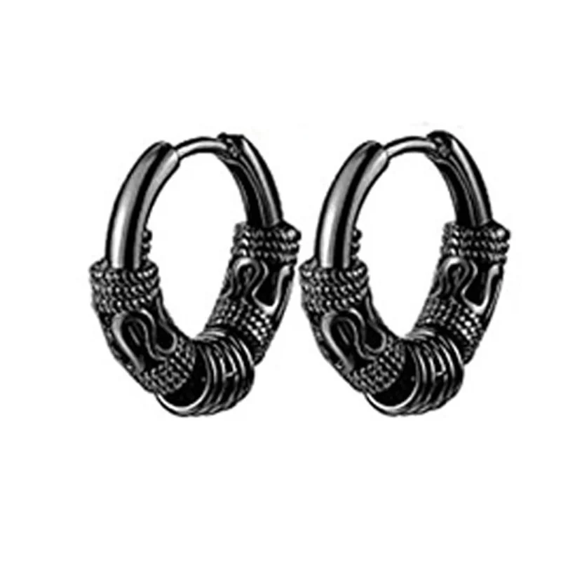 EVISPOL 1 Pair Punk Stainless Steel Stud Earrings Set for Men Women Vintage Hip Hop Lobe Conch Helix Piercing Earring Jewelry