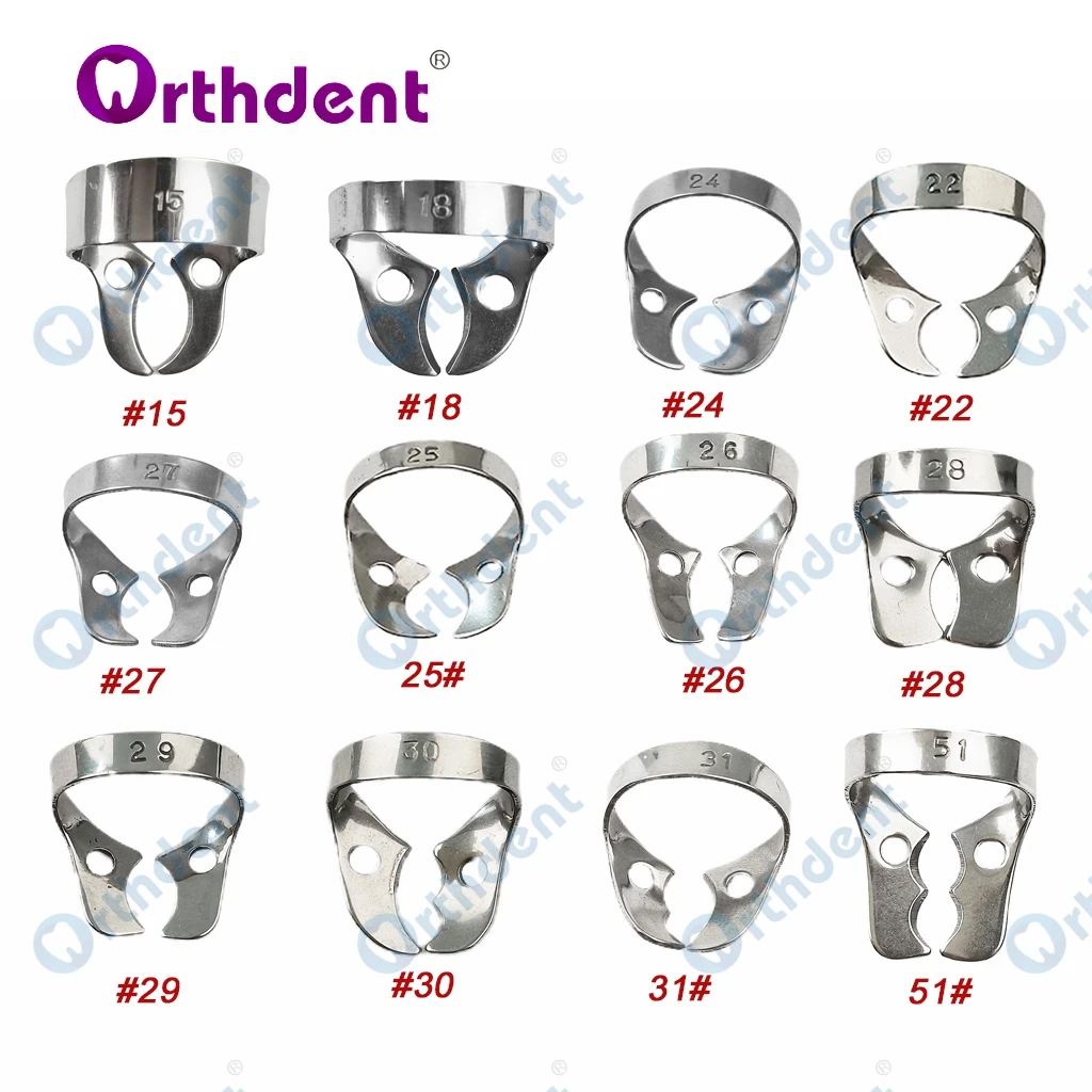 1Pc Dental Rubber Dam Clamps Stainless Steel Barrier Clip Endodontic Restorative For Molar Teeth Oral Clip Dentistry Materials