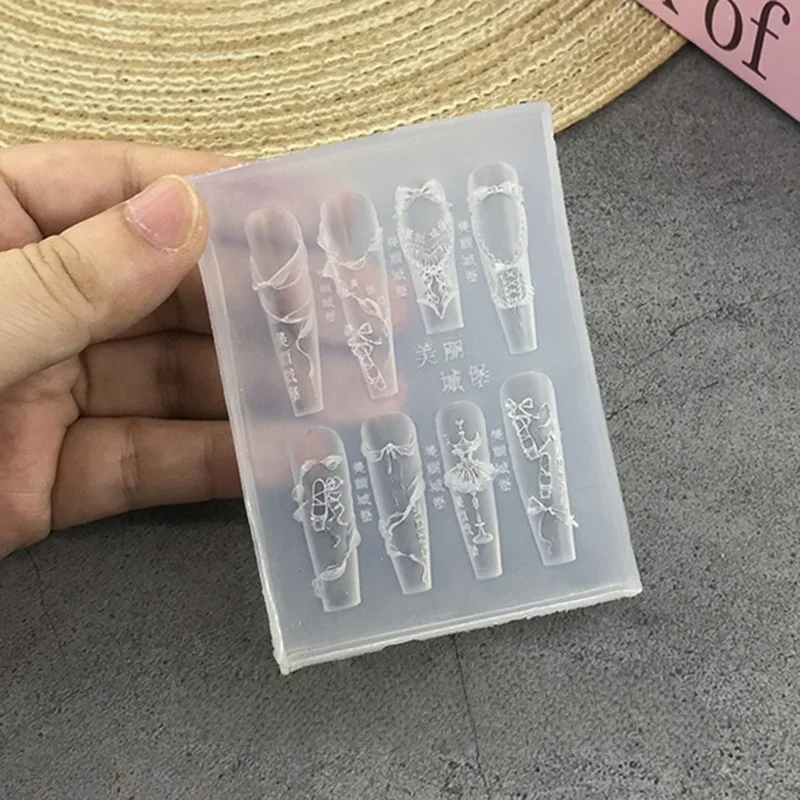 Forma silikonowa 3D do zdobienia paznokci w kształcie kokardki, do samodzielnego tworzenia wzorów, przezroczysty szablon do rzeźbienia, narzędzie do projektowania manicure.