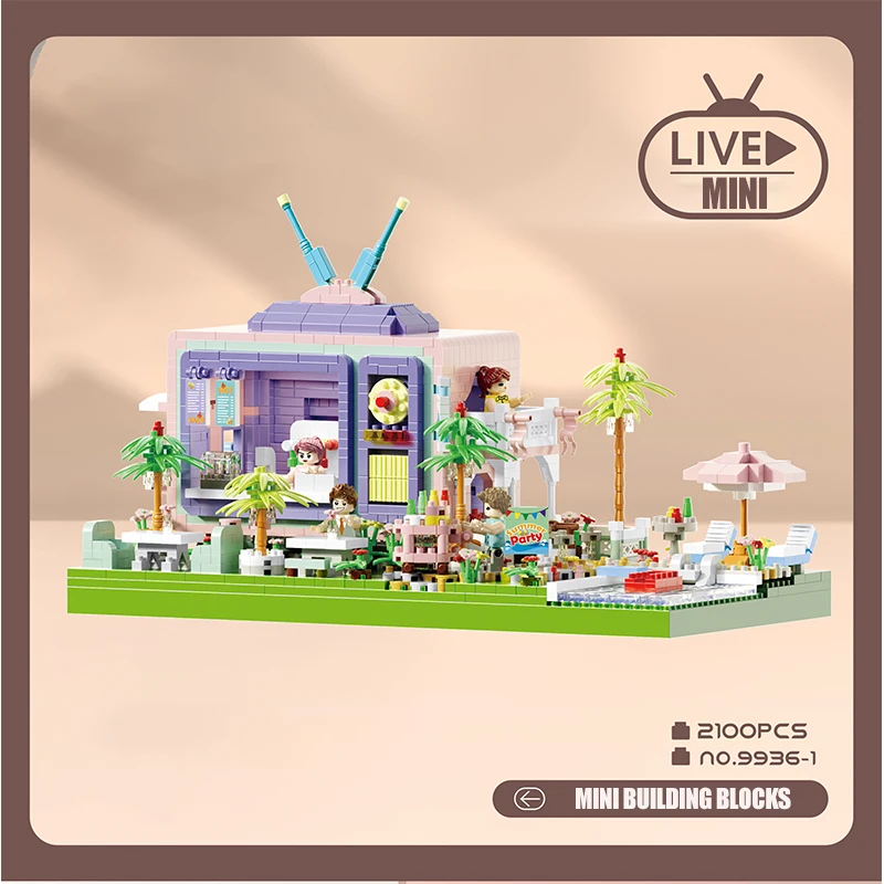 Mini City Street View Villa Party Coffee Shop Building Blocks Moc TV House Assembling Model Bricks Friends Children Toys Gift