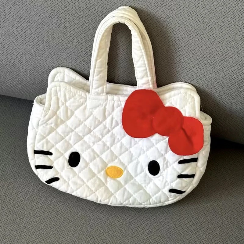 2024 Hello Kitty Shoulder Bag Kawaii Sanrio High-Capacity Shopping Bag Anime Student Kt Cat Storage Handbag for Girls Gift Toys