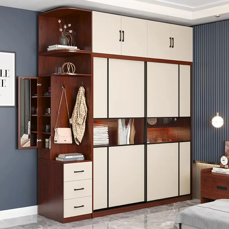 

Aesthetic Drawers Wardrobes Wood Orgnizer Luxury Dressing Clothes Wardrobes Wooden Sliding Door Armario De Madera Furniture Home