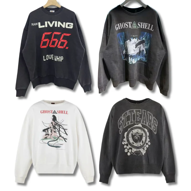 

SAINT Vintage Sweatshirts Wash Do Old Long-sleeved Round-neck Autumn Winter Loose Casual Men's Women's Pullover Sportswear