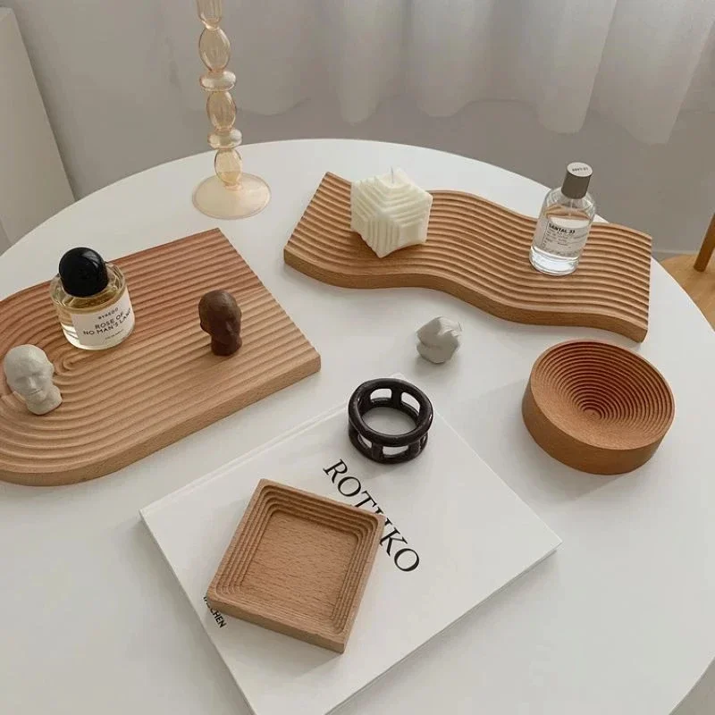 Nordic Creative Wooden Ripple Chopping Board Dessert Baking Bread Board Coffee Fruit Afternoon Tea Tray Food Photo Props