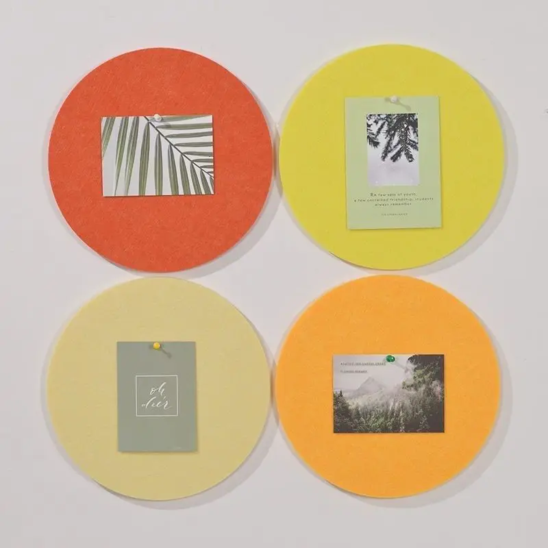 Simple Nordic Circular Felt Wall Stickers Message Board Cork Colored Felt Board Wall Decoration Bedroom 3D Thick Sticker Decor