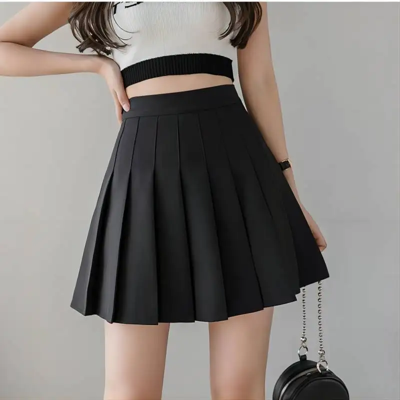 

New pleated skirt for 2025 Womens Mini Skirts Japanese School High Waist Kawaii Cute grey Plaid Skirt Uniform Harajuku Jupe