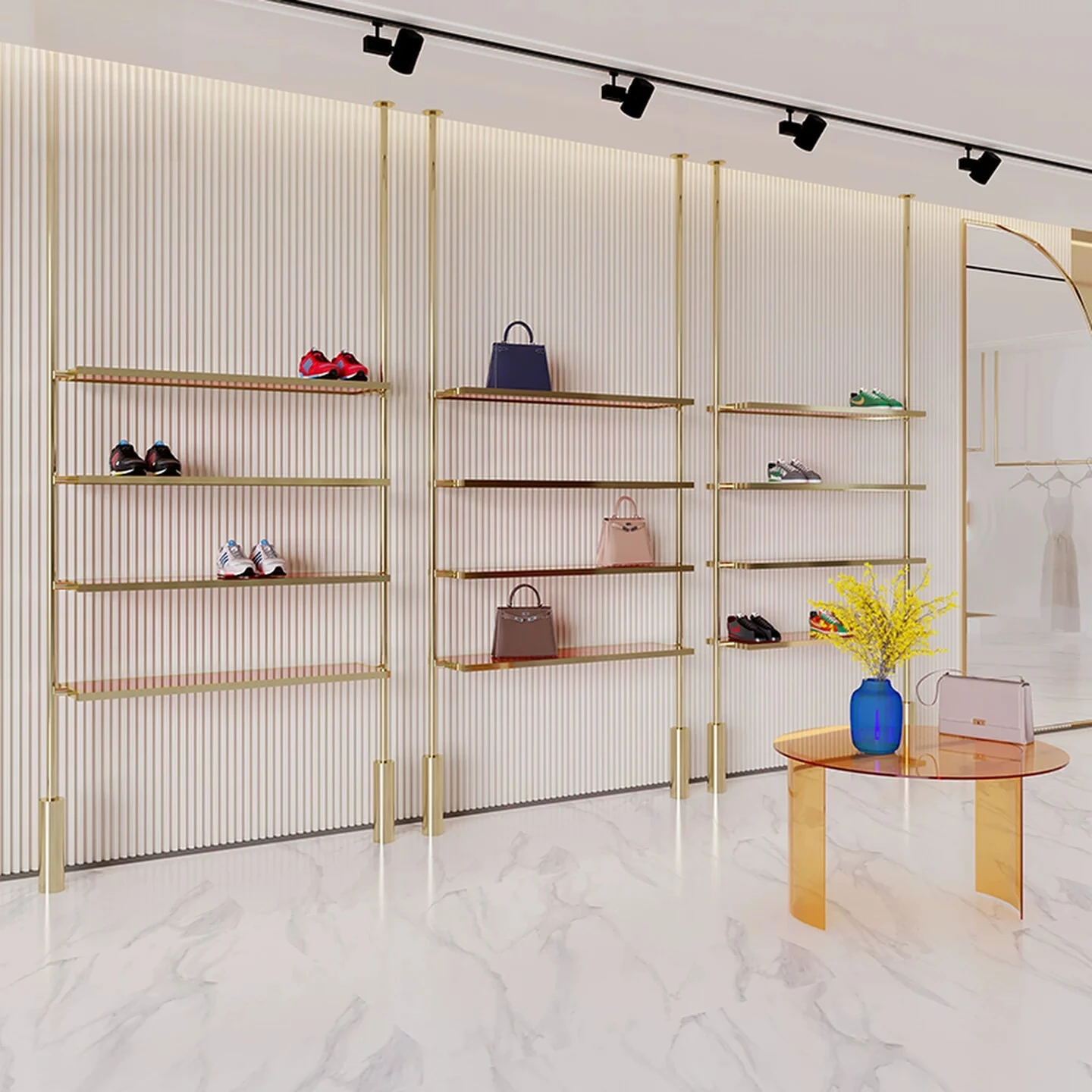 

Shoe store shoe rack display rack Clothing store shoe and bag display rack Multifunctional commercial display cabinet