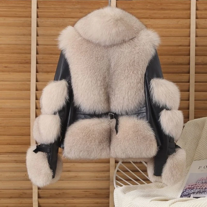 Autumn Winter New Faux Fur Fox Fur Jacket Women's Overcoat Fashion Loose Short Motorcycle Clothes Plus Cotton Warm Parka Coat