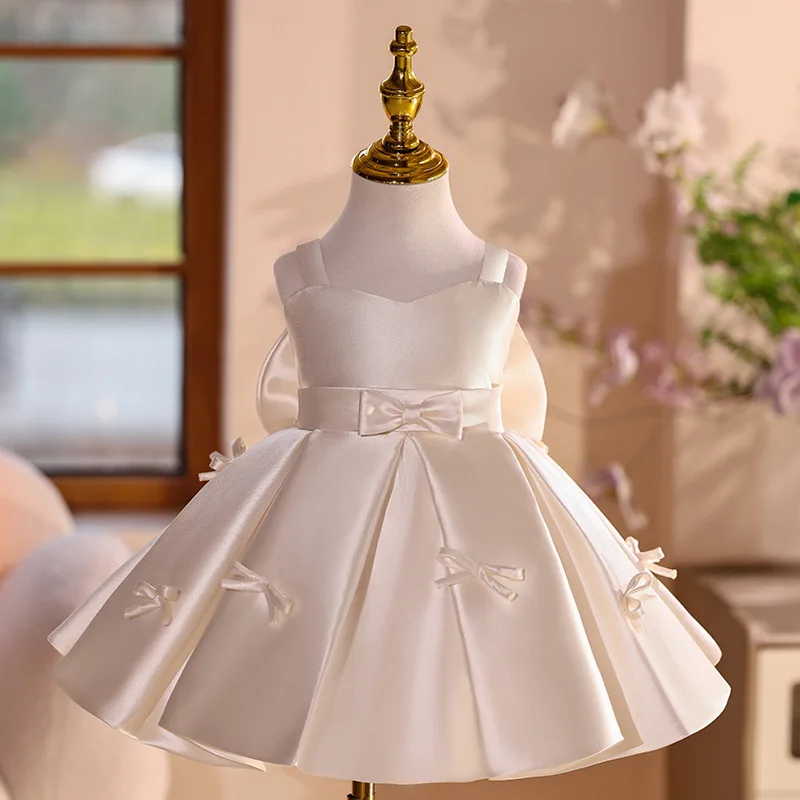 

Высококачественное белое бальное платье принцессы на день рождения для девочек, детское милое платье с бантом для свадебной вечеринки y1570