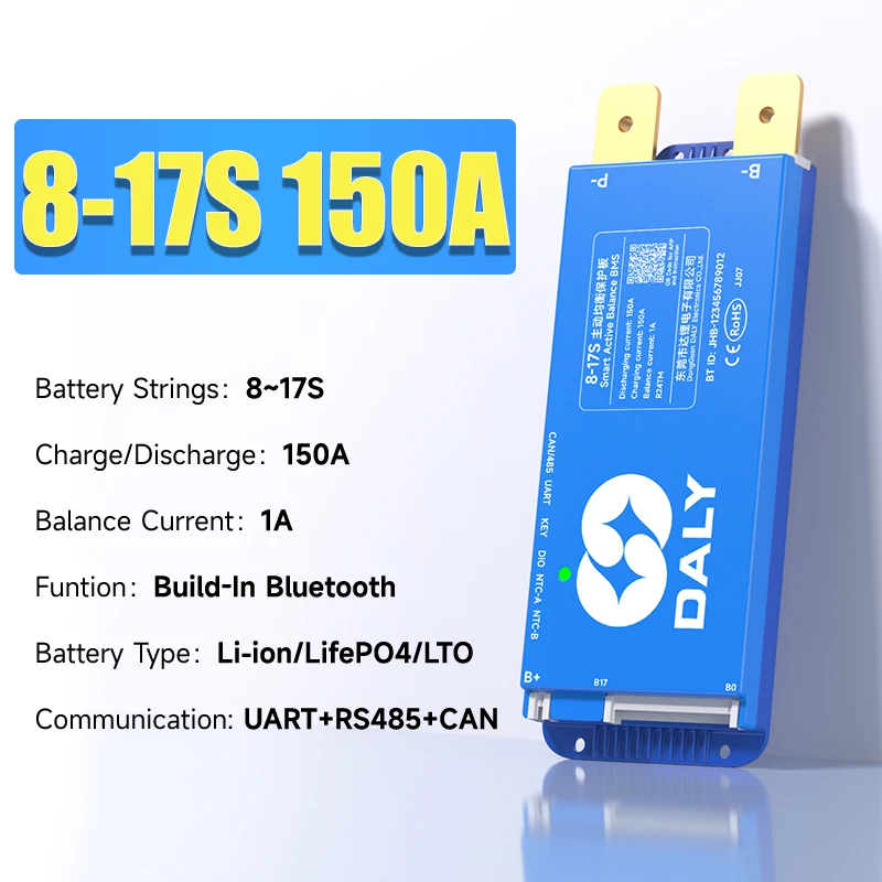 DalyBMS LiFePo4 4S 12V 8S 24S 16S 48V 60A 100A 150A 200A 250A 3.2V BMS BT CAN für Heimenergiespeicher Golfwagen Wohnmobile Schiffe