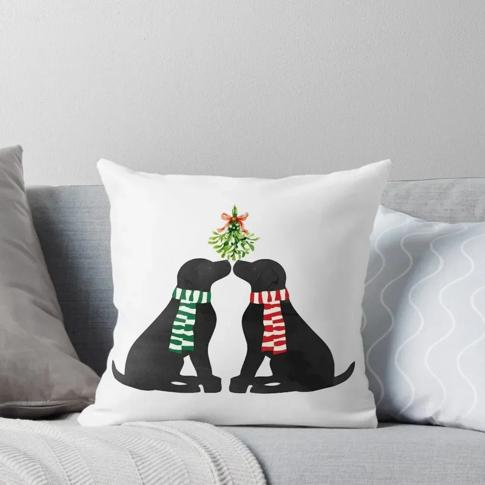 

Christmas Black Labrador Dogs Kissing Mistletoe Throw Pillow Pillowcases Bed Cushions Sofa Pillow Cover pillow