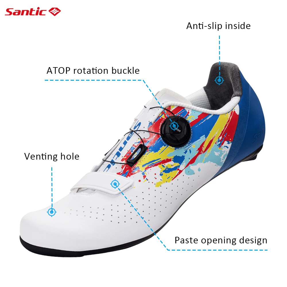 Santic 2025 New Glass Fiber Nylon Sole Cycling Shoes Men Outdoor Pro Road Racing Shoes Auto-lock Road Riding Bicycle Sneakers