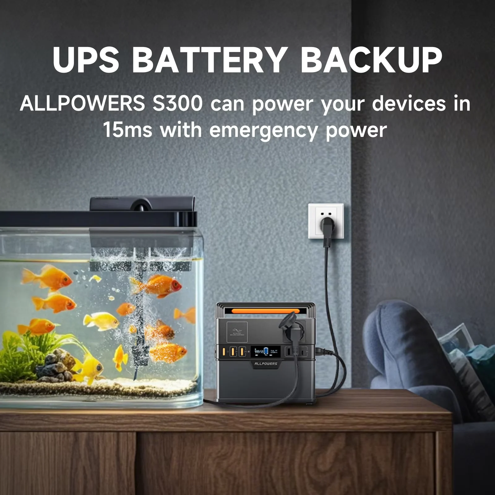 ALLPOWERS S300 PLUS ポータブル電源 300W (ピーク500W) 288Wh 78000mAh パワーストレージバッテリー発電機 キャンプ、RV、家庭用