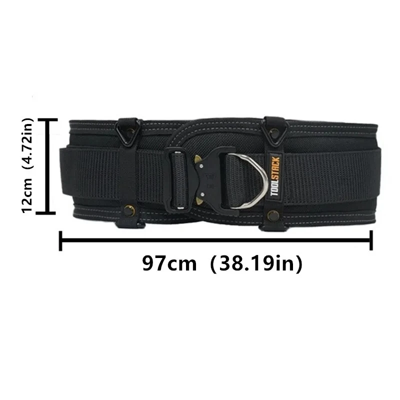 TOOLSTACK Heavy Duty Tool Belt Quick Lock Metal Buckle Thickened Widened Adjustable Working Belt Waist Support Construction Belt