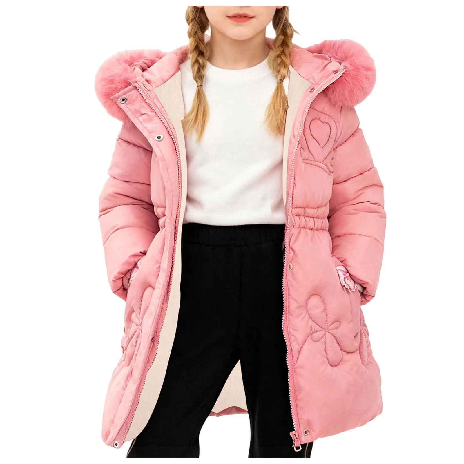 

Padded Jacket Girls Childrens Comfortable And Warm Jacket Boys And Girls Simple Hooded Down Jacket Zipper Cardigan Jacket Girl 8