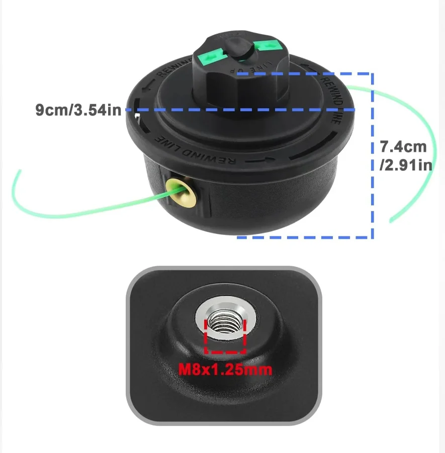 Brush Cutter Accessories Trimmer Reel Brushcutter Head Easy To Thread Universal Brushhead M8*1.25mm Right Hand Thread