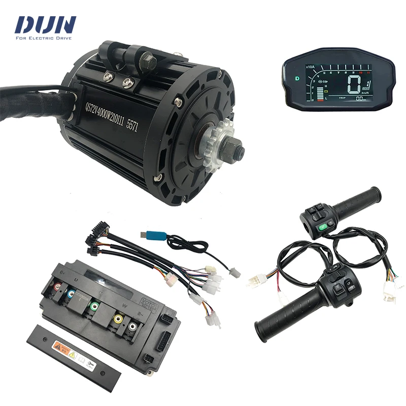 

QS138 90H 4000W Peak 13KW 6500RPM Mid-Drive PMSM Motor Kit with EM150 ECU Moped Controller DKD Display and T08 Throttle Kits