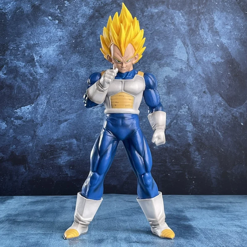 Anime Dragon Ball Super Vegeta Doll Standing Position Yellow Hair Saiya Blue Hair Action Doll Series Handmade Model Toy Ornament