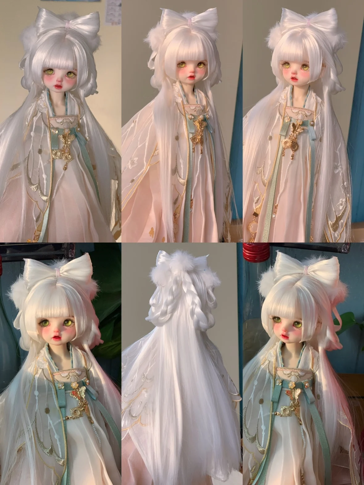 1/6 1/4 1/3ชุดโบราณ BJD วิกผมตุ๊กตาวินเทจน่ารักยาวผมนางฟ้าวิกสำหรับเด็กผู้หญิง MSD SD13 ssdf เครื่องประดับ A1892