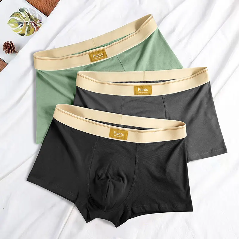 3pcs Men Panties Cotton BoxerShorts Man Underwear Mens Boxers Breathable U Convex Male Underpants Sexy Trunks
