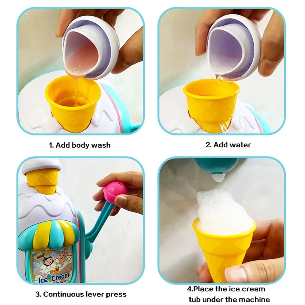 Ice Cream Maker Bubble Foam Play Machine Shower Baby Kids Toy DIY Delicate Rich Foam Bubble Maker For Bathing