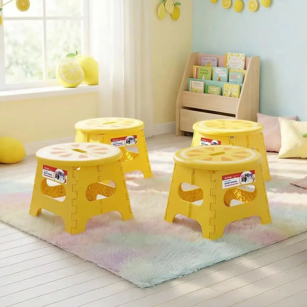 Comfortable Thickened Folding Stool Sturdy Fruit Shape Collapsible Footstool Safety Locks Non-Slip Low Chair Kitchen