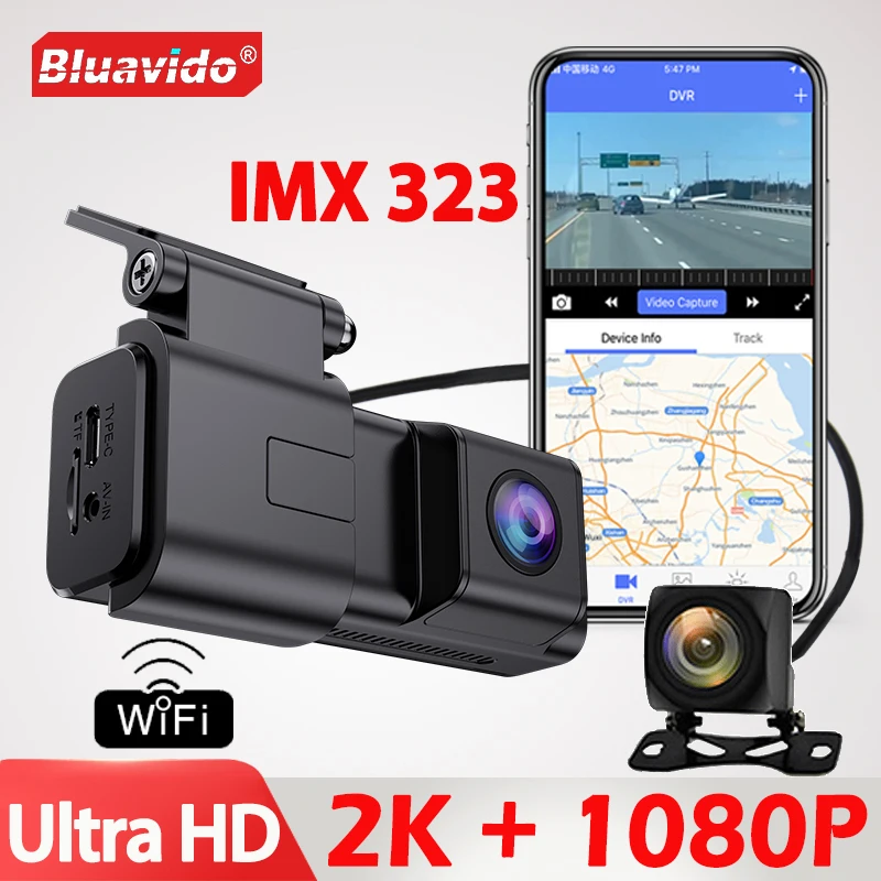 

Ultra HD Dash Cam with 2K Front and 1080P Rear Camera, 24H Parking Monitor, Night Vision, WiFi APP Control, Car Video Recorder