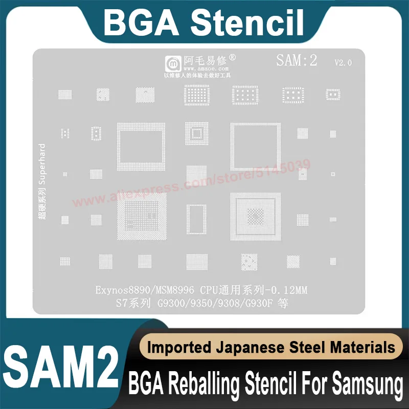 

BGA Stencil For Samsung S7 G9300 G9350 G9308 G930F Exynos 8890 MSM8996 CPU Stencil Replanting tin seed beads BGA Stencil