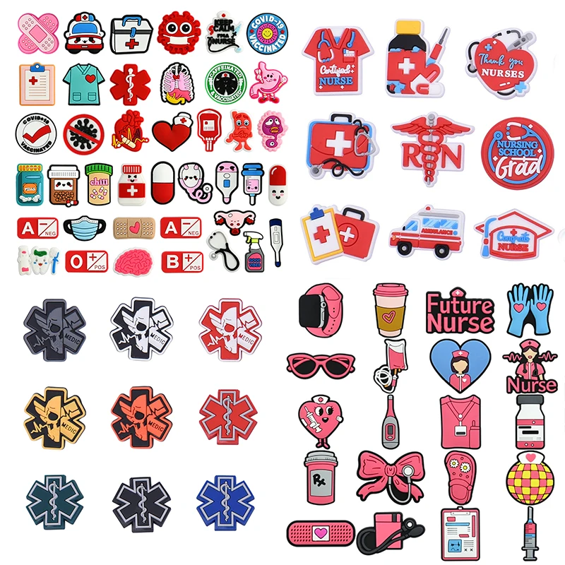 

Medical Angel Death Multiple sets Shoe Charms Accessories Decorations PVC Classic Clog Buckle for Medical Promotion Day Gifts