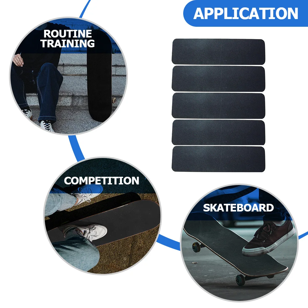

5pcs Skateboard Grip Tape Sheets Non-Slip Adhesive For Longboard Fingerboard Replacement Durable Waterproof Tapes Riding