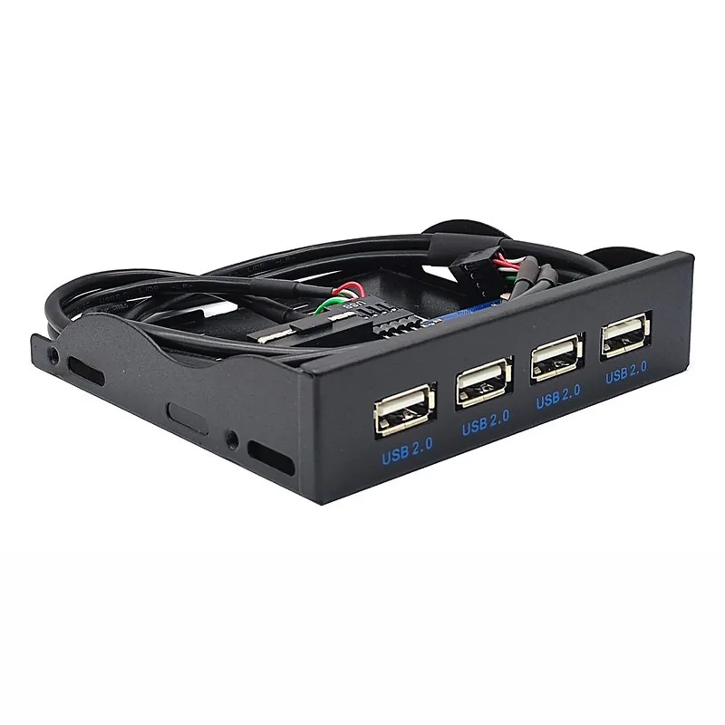 3.5 Inch Floppy Drive Bay Front Panel Hub 4 Ports USB2.0 Internal 9Pin Header To Quad USB-A Expansion Adapter